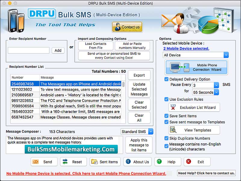 Mobile SMS messaging application, bulk messaging software for Macintosh, forward unlimited message from PC, MAC message Sending utility, SMS forwarding application, bulk message sending program, Macintosh SMS sender utility