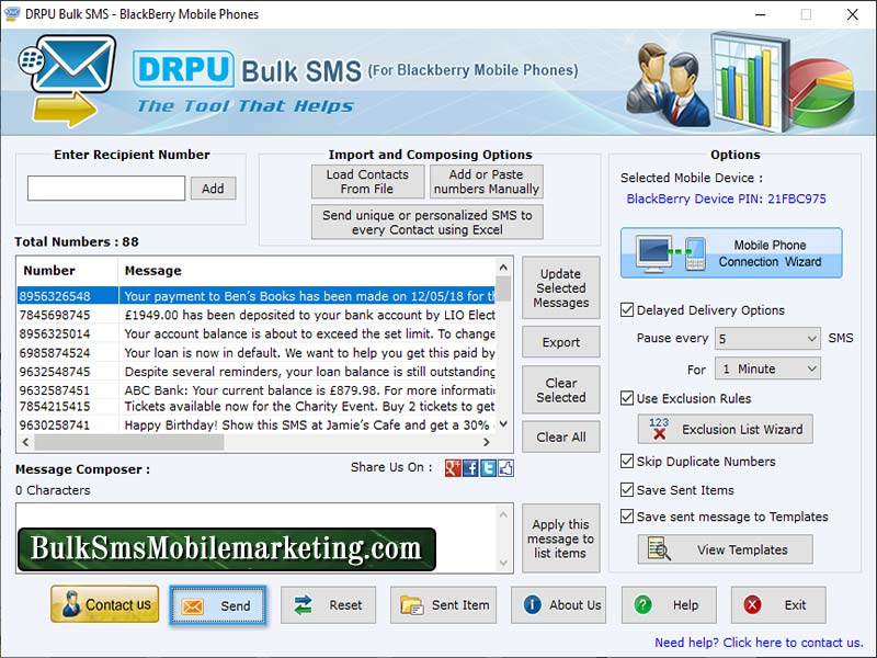 Blackberry, app, SMS, software, tool, create, design, bulk, amount, customized, business, notification, offer, marketing, trend, personalized, greeting, messages, utility, send, publish, broadcast, mobile, phone, contact, number, computer, PC, device