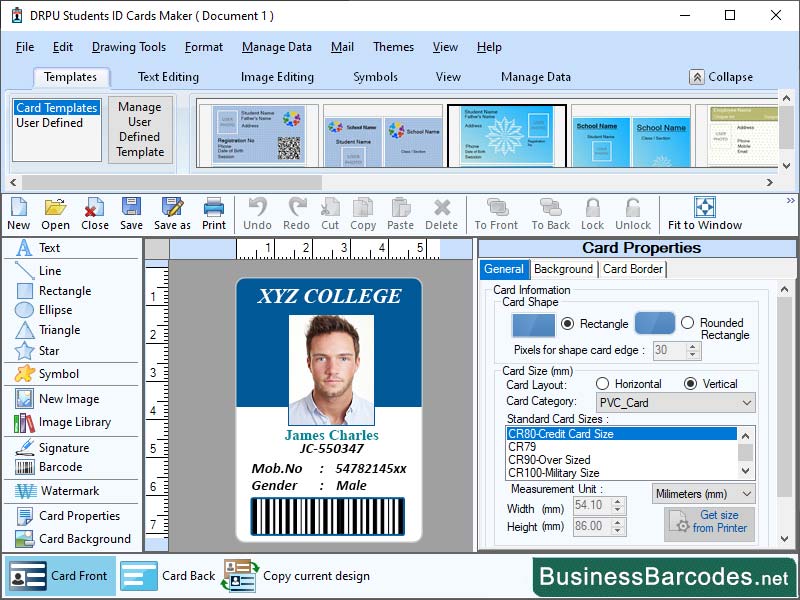 Student ID Card Maker Software, Print Multiple Student ID Cards, ID Cards Designer Software, Multiple Designed Student ID Cards, Customized Student ID cards App, ID Card Generator Software, Barcode Designing software, School ID Card Creator Software