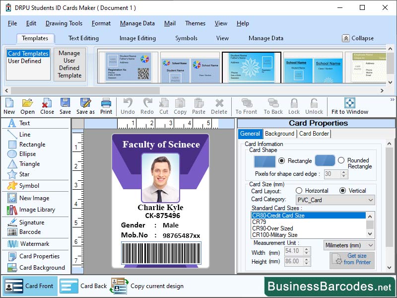 Student ID Badge Designing Software, ID Badge Designing Software, Student ID Badge Software, Barcode for ID Badge, ID Badge Template, Create and Design for ID Badge, Photo Capture and Editing, Design ID badge Template, Database Integrating ID Badge