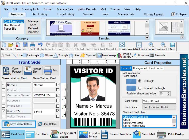 Gate Pass Maker Software for Tracking, Create Gate Pass Tool for QR Codes, Print Visitor ID Badges for Barcodes, Printing Gate Pass Id Cards for PC, Gate Pass Maker Software, Application for Gate Pass Label Maker, Gate Pass Data Management Program
