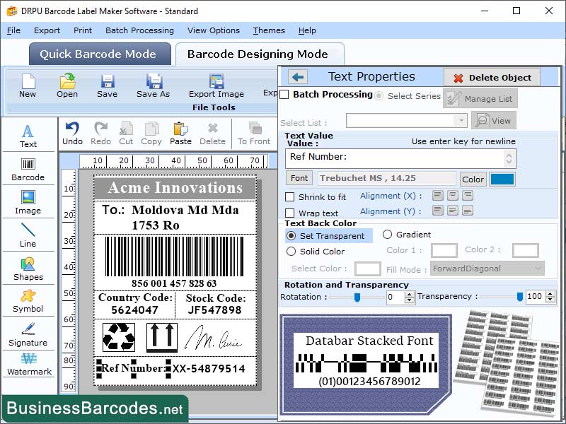 Data Bar Stacked Barcode Maker, Retail Industry Stacked Barcode Maker, GS1 Stacked Barcode Software, 2D Barcode Label Maker Software, Download Data Bar Stacked Software, Buy Online GS1 2D Label Maker, Data Bar Stacked Barcode Font Maker