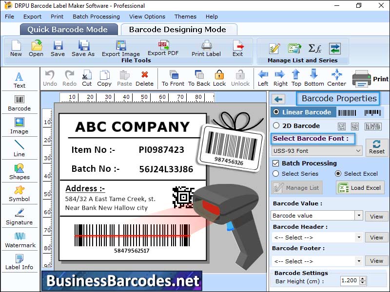 USS-93 Barcode Software, Inventory Management Barcode, Tracking USS-93 Barcode Tool, Manufacturing USS-93 Barcode, Printing USS-93 Barcode Label, Decoded Barcode Reader Tool, Scanning USS-93 Barcode Application, Code 93 Barcode Label Software