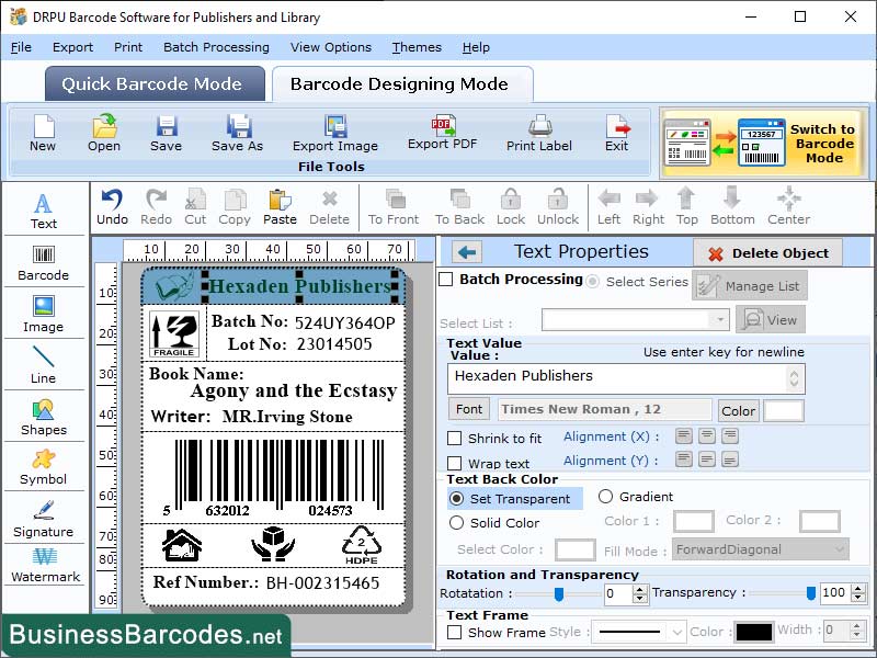 Publisher Business Barcode Processing, Books Barcode Labels Maker, Library Publishing Barcode Software, Books House Barcode Software, Buy Library Barcode Maker, Library Inventory Barcode Application, BooksIndustry Labelling Software
