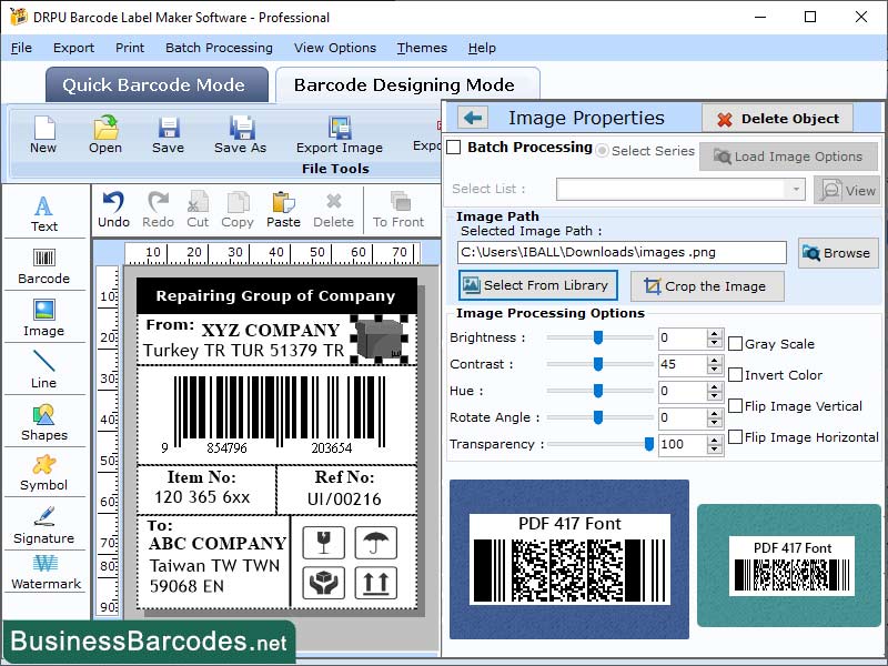 Data Bar PDF417 Barcode Maker, Transportation Barcode Making Utility, Inventory Management PDF417 Label Creator, Electronics Tickets Barcode Maker, Asset Tracking Pdf417 Barcoding, PDF417 Product Authentication, PDF417 Document Authentication