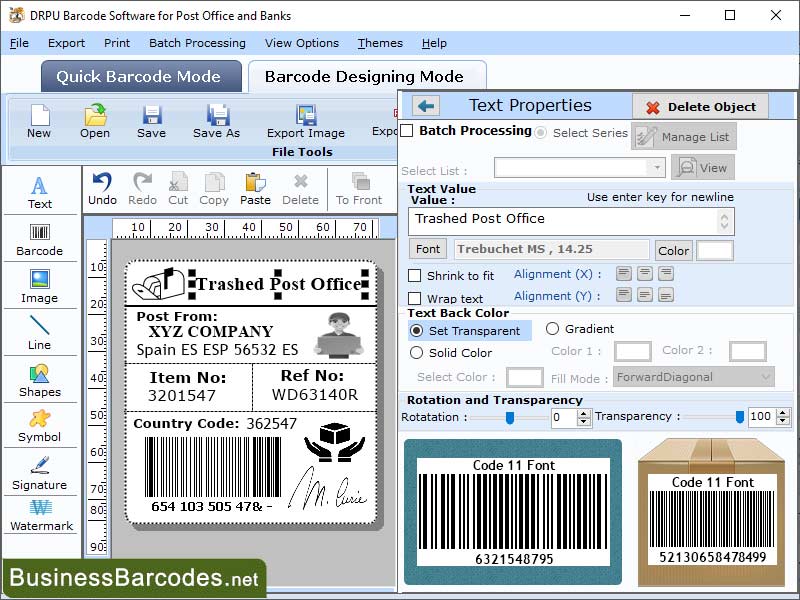 Post Offices Barcode Tracking Software, Readable Postal Barcode Maker Software, QR Code Barcode Maker for Banking, Print Bank Barcode Generate Tool, Custom Post Office Barcode Design, Bank Barcode Labelling App, Postal Barcode Maker Program
