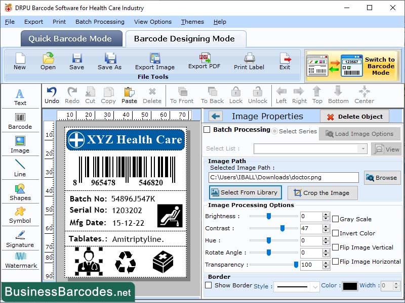 Business Barcodes for Healthcare, Generating Healthcare Barcode, Creating Barcode Label Tool, Medical Barcode Label Tool, Healthcare Industry Barcode, Printing Healthcare Barcode Maker, Barcode Generator software, Medical Inventory Barcode Software