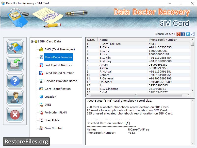 SIM, card, files, restore, program, regain, damage, erased, SMS, cell, software, recover, deleted, text, message, inbox, outbox, draft, folder, phonebook, contact, number, revival, application, retrieve, corrupted, inaccessible, mobile, phone