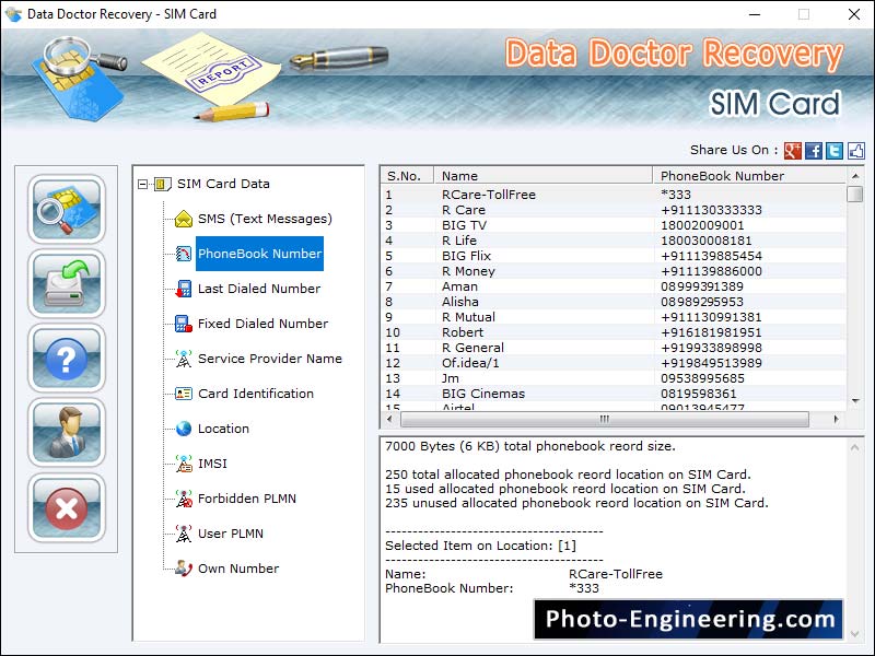 SIM, Card, Data, Restore, software, program, recovers, erased, sent, drafts, folders, messages, rescue, corrupted, phone, book, entries, contact, name, number, retrieves, lost, damaged, text, inbox, messages, outbox, SMS, regain, erased, call, detail