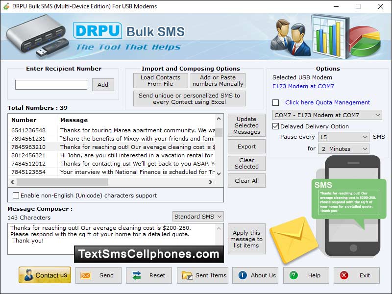 Business mass messaging program, bulk SMS sender tool, text messaging software, broadcasts text messages, text messaging tool, transfer text SMS, deliver promotional messages, share SMS, deliver business information
