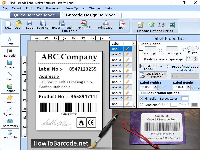 Barcode label maker program, custom barcode label printing application, barcode label designer software, makes barcode stickers, create stylish barcode stickers, advance barcode generator program, generate 2D or linear barcode