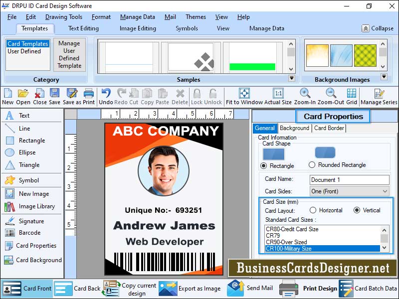 Commercial ID cards maker tool, photo ID card designing utility, staff ID cards developing program, identity card developing utility, membership ID card designer tool, employee ID card generator tool, Identity card creator application