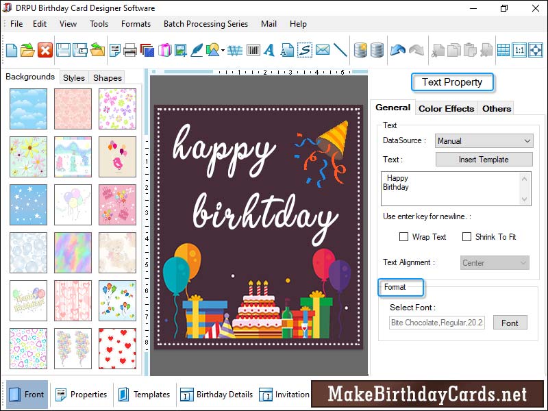 Birthday cards creator software, birthday cards maker program, create birthday cards, generate multiple birthday cards, design colorful birthday cards, custom birthday card designer tool, design customized birthday cards