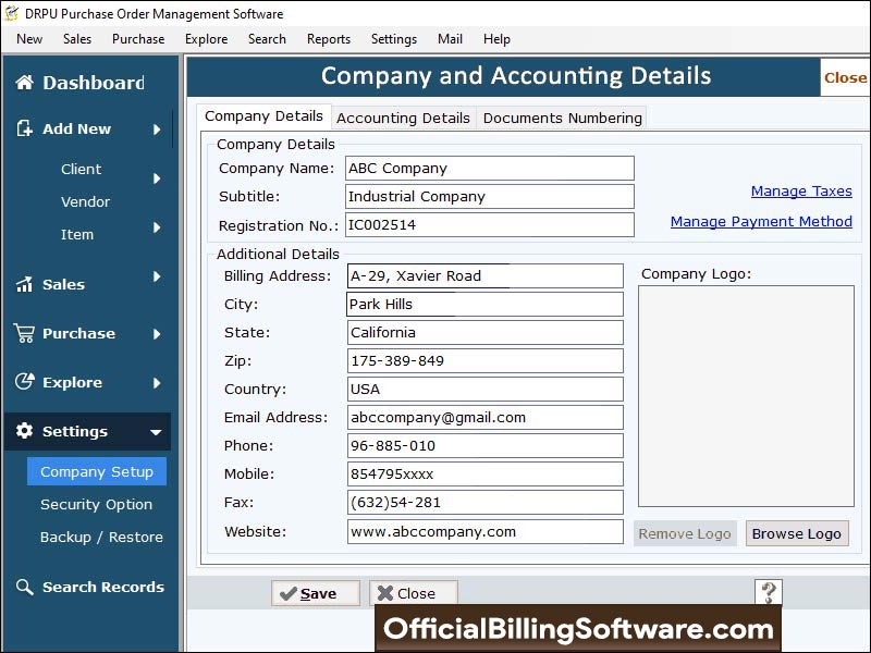 Maintains Item records, generate purchase order reports, professional purchase order report generator, inventory management utility, sales order creator, purchase details monitoring, sales records management
