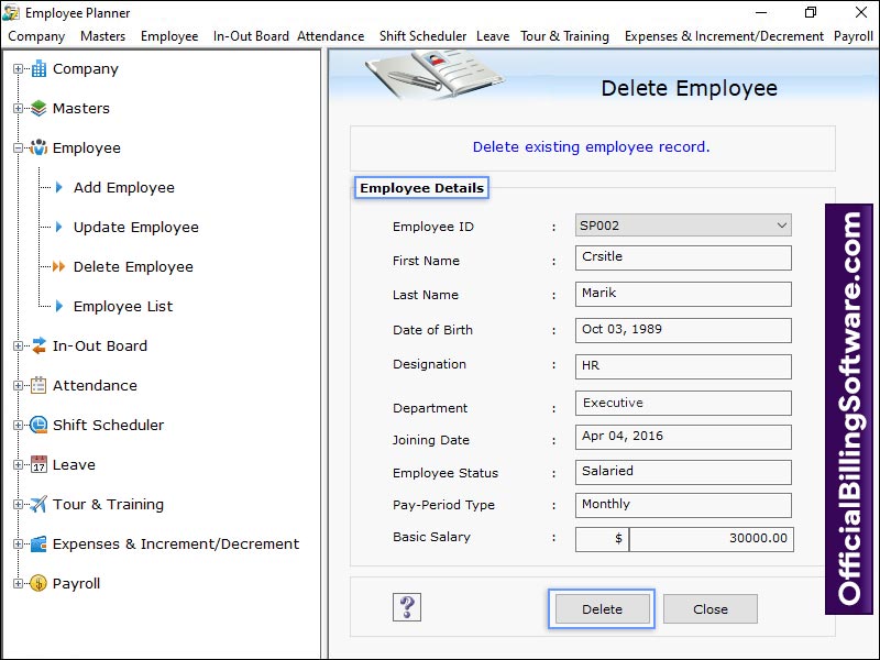 Business, planner, utility, program, maintain, manage, incoming, outgoing, office, staff, details, management, software, application, tool, tracks, salary, increment, decrement, attendance, shift, scheduling, information