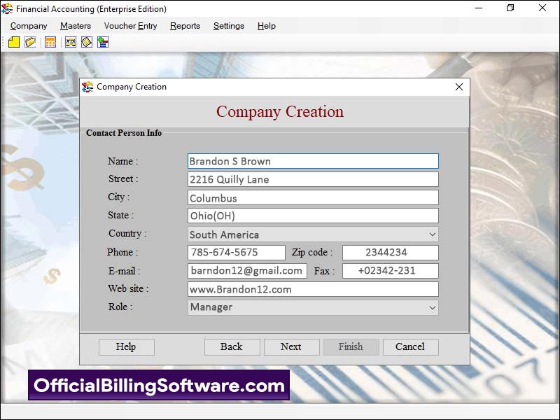 Economical billing program, financial account maintaining utility, billing and account management, advance accounts managing program, enterprise accounting program, maintains invoice information, standard stock details recorder tool