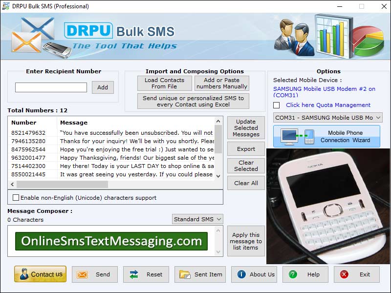 Text sms sender tool, send unlimited text messages, broadcast bulk text sms, forward text messages, text sms sender utility, broadcast bulk text sms, send text template, forward text reminder, text messaging program