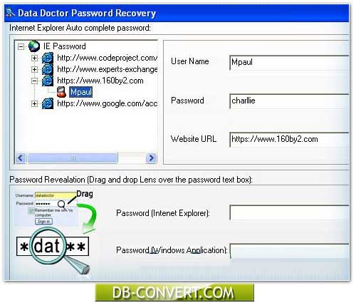 Internet, explorer, password, recovery, unmask, software, recover, lost, email, id, tool, reveal, forgotten, secret, code, uncover, hidden, asterisks, multilingual, Unicode, auto, complete, field, identity, display, Gmail, FTP, multiple, account