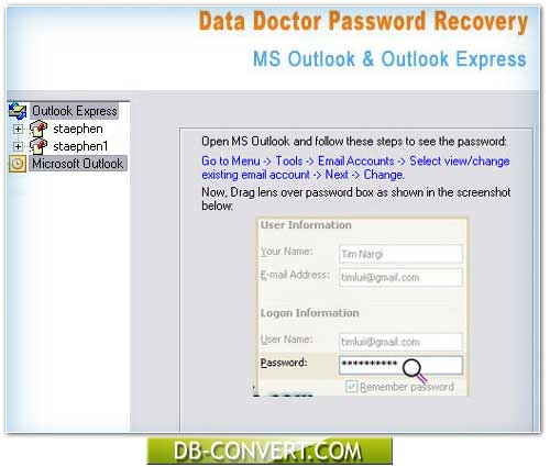 Microsoft, Outlook, express, password, recovery, application, software, MS, office, password, rescue, tool, retrieve, lost, email, account , recapture, login, secret, code, viewer, recover, multilingual, unmask, revival, character, hidden, asterisk