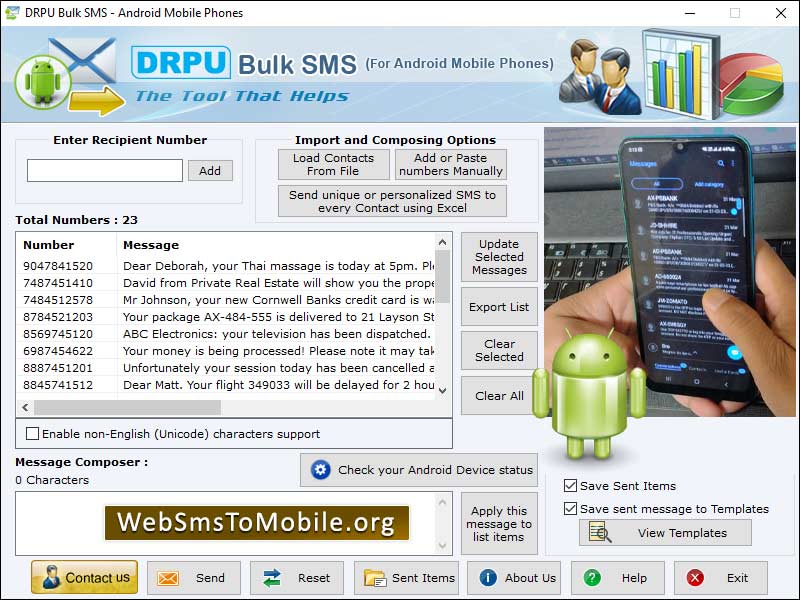 Group message transferring utility, broadcast bulk notifications, product update sms forwarding software, bulk message sending application, Android text messaging software, mobile phone sms sending software, deliver bulk text messages