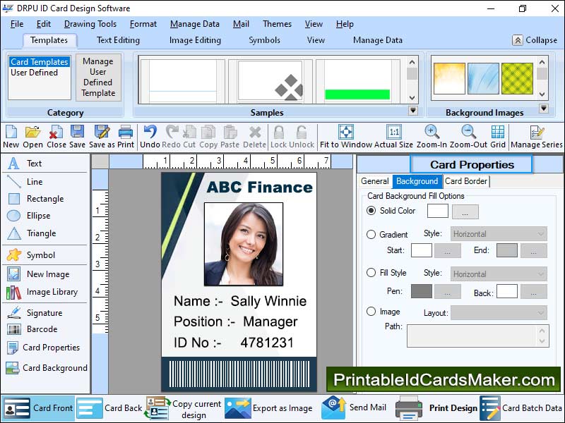 Program, create, staff, employee, student, cards, ID, Maker, Downloads, professional, crafts, generate, qualities, customized, multiple, shape, size, application, formulate, text, images, logo, color, 2d, series, identification, dimensions, prints