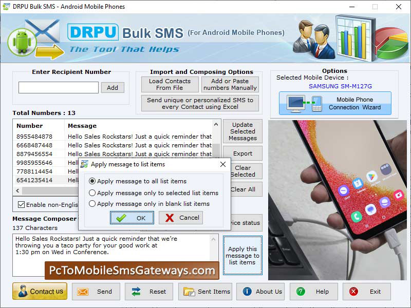 Mobile messaging application, mobile SMS communication tool, multiple text SMS forwarding software, Windows mass text messaging utility, bulk SMS sending tool, broadcast bulk text SMS, SMS sending software