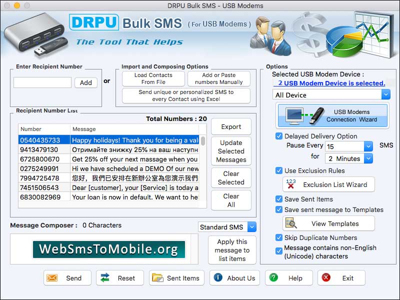 Macintosh, mass, messages, software, bulk, SMS, USB, modem, gateway, utility, deliver, broadcast, multiple, text, notifications, send, job, price, alerts, create, contact, list, group, save, sent, details, internet, online, communication, mobile