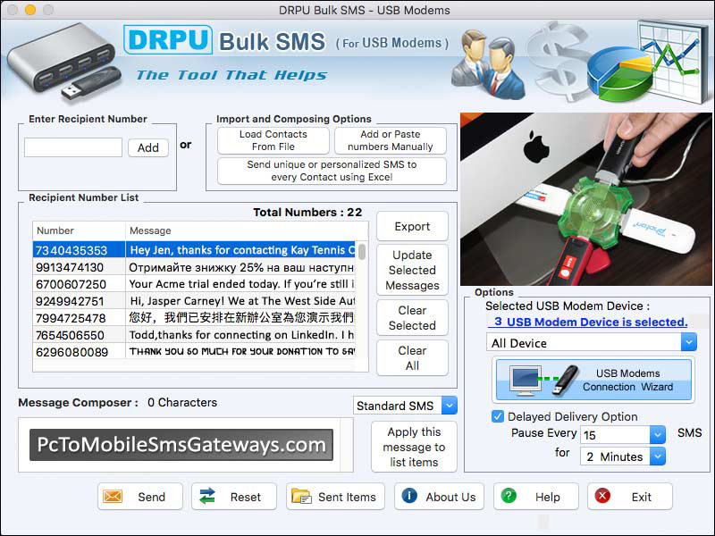 USB, modem, internet, PC, mobile, bulk, SMS, sending software, deliver, unlimited, event, alerts, instant, group, chat, messages, stock, market, updates, personal, texts, broadcast, business, official, announcement, delay, wishes