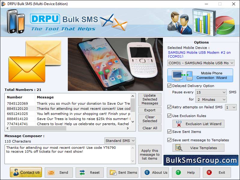 GSM, bulk, text, sms, software, application, program, messages, utility, list, contact, numbers, multi, mobile, phone, services, events, news, greetings, broadcasting, templates, PC, personalized, device, ultimate compose, send, computer, products