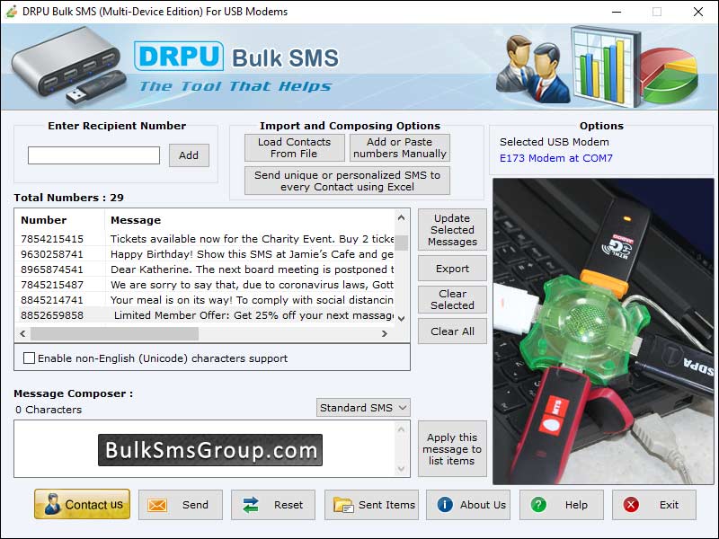 Group, bulk, sms, USB, modem, software, mass, text, message, utility, forward, instant, national, international, Pc, laptop, program, deliver, product, business, tool, internet, connection, duplicate, entries, computer, GSM, Windows, application