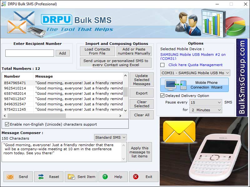 Bulk, SMS, group, GSM, mobile, phone, software, broadcast, interview, alert, business, product, advertising, promotion, program, compose, news, event, notification, utility, send, mass, text, message, national, international, network