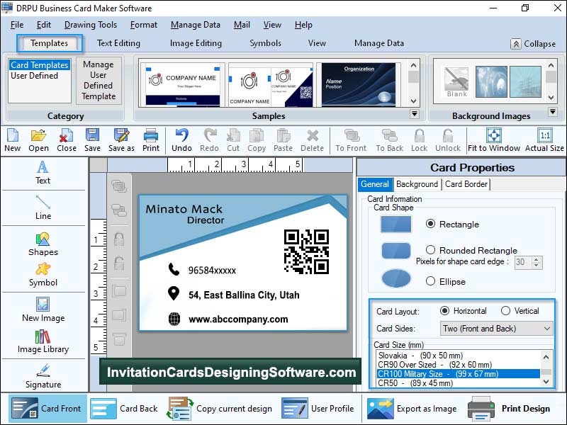 Business cards designing tool, design visiting cards, visiting cards designing tool, Business card maker software, professional cards designing utility, generate printable business cards, visiting cards designing application