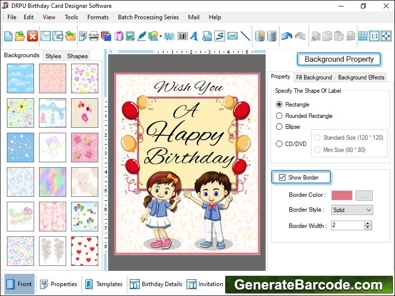 Birthday, card, generator, create, image, designing, tool, application, produce, flexible, multicolored, customized, advanced, setting, software, font, design, build, , product, designing, object, rectangle, ellipse, PC, print, pencil, program