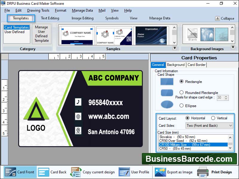 Card, generate, software, design, make, standard, program, creates, colorful, designing, objects, business, creator, tool, prints, marketing, corporate, membership, professional, liner, 2D, line, text, pencil, circle