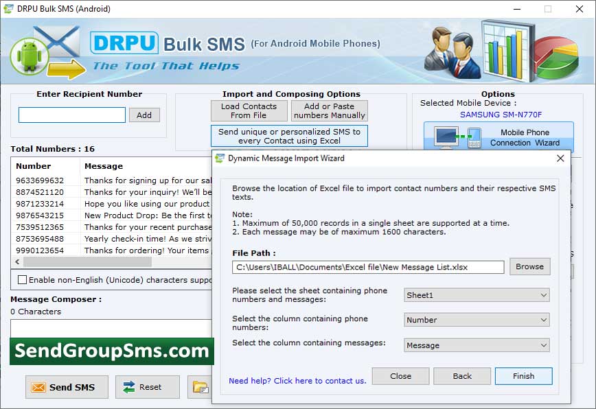 Group message broadcasting utility, android group messaging software, PC to mobile messaging program, mobile SMS sending software, android mobile messaging application, advance bulk SMS sending tool, mobile text messaging software