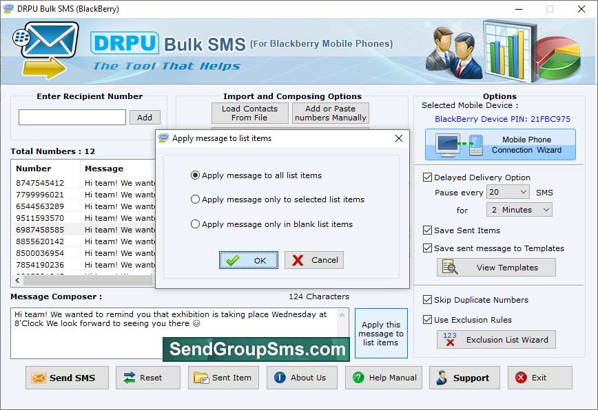 Download, free, Windows, computer, bulk, sms, blackberry, mobile, software, broadcast, instant, text, messages, group, contact, numbers, connect, internet, gateway, template, folder, date, time, Unicode, characters, compose, deliver, business
