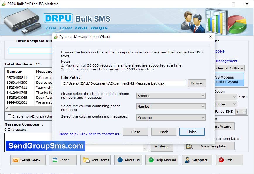 Group message broadcasting utility, group SMS sending application, bulk text messaging tool, mobile messaging tool, bulk messaging program, PC to mobile messaging software, advance bulk SMS sending software, SMS sending software