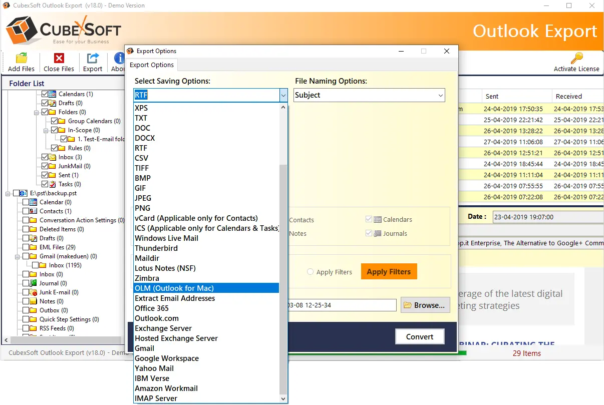 CubexSoft Outlook PST Converter